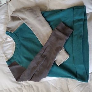 Colorblock teal and gray sweatshirt